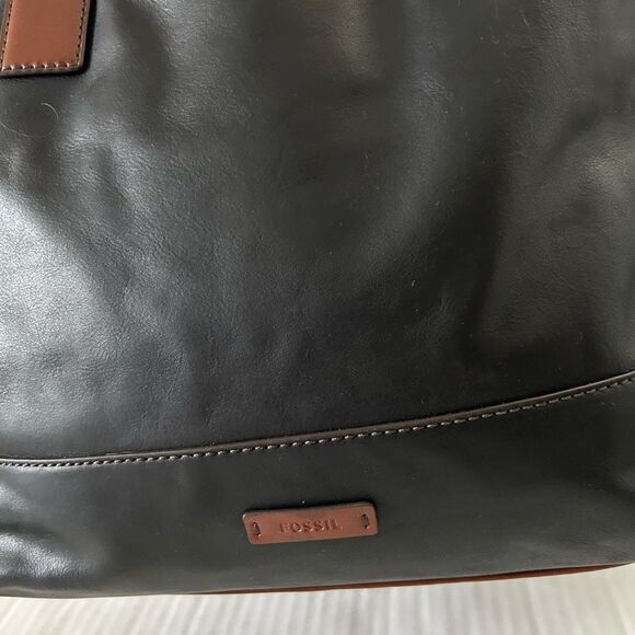 Fossil Vintage Classic Black and Brown Shopper Tote Shoulder Bag - Picture 4 of 14